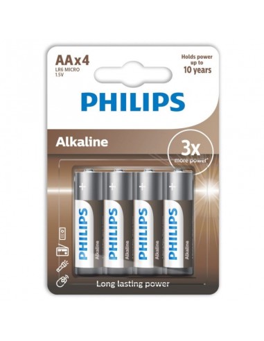 Philips Alkaline Batteries AA LR6 Pack 4