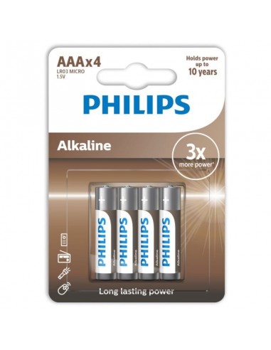 Philips Alkaline Battery AAA LR03 Pack 4 - MySexyShop (ES)