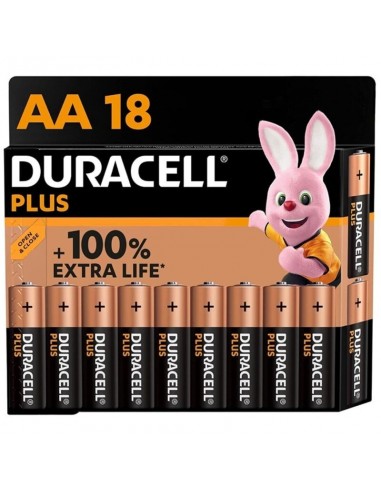 Duracell plus power 100 alkaline battery aa lr6 18 unit