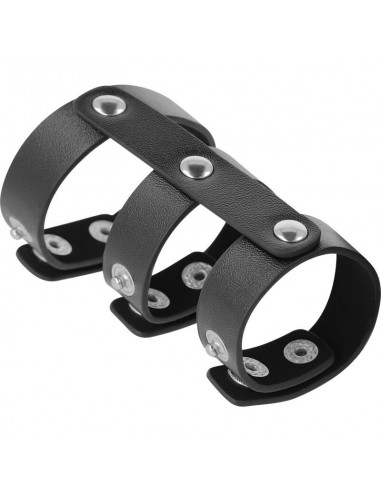 Darkness adjustable leather double penis and testicles ring - MySexyShop.eu