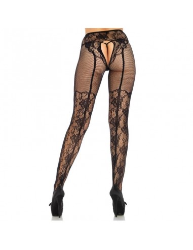 Leg Avenue Stocking Flowers Design Back Crothless