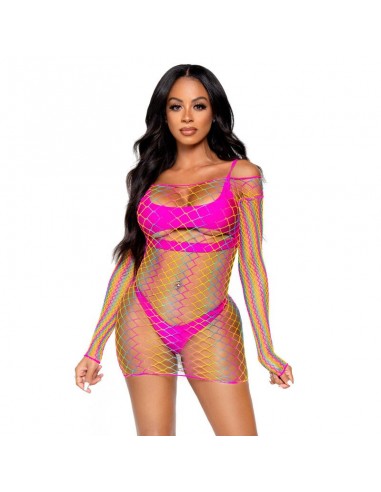 Leg Avenue Net Long Sleeved Mini Dress - MySexyShop (ES)