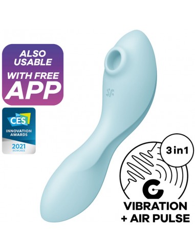 Satisfyer Curvy Trinity 5 Air Pulse Stimulator & Vibrator App Blue - MySexyShop.eu