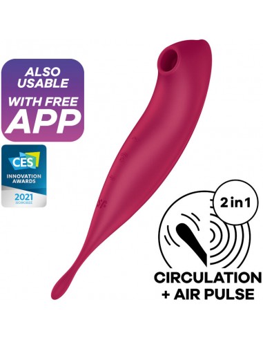 Satisfyer Twirling Pro+ Air Pulse Stimulator & Vibrator App Red