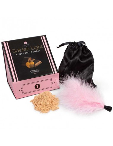 Secretplay Golden Light Kit Aphrodisiac Chocolate Edible Powder & Feather - MySexyShop.eu