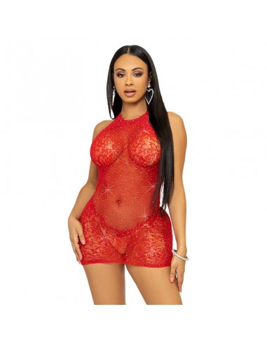 Leg Avenue Rhinestone Halter Mini Dress One Size Red | MySexyShop (PT)