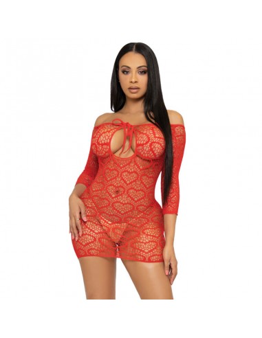 Leg Avenue Heart Net Mini Dress One Size Red | MySexyShop (PT)