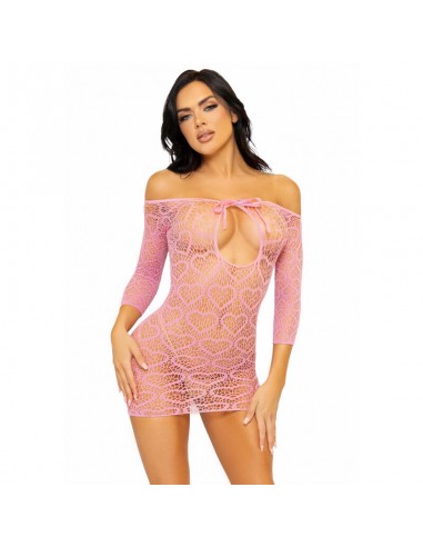 Leg Avenue Heart Net Mini Dress One Size Pink | MySexyShop (PT)