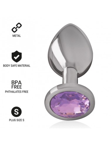 Intense Metal Aluminum Anal Plug With Violet Glass Size S -