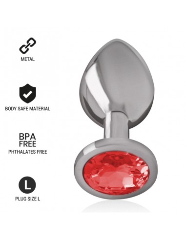 Intense Metal Aluminum Anal Plug With Red Glass Size L