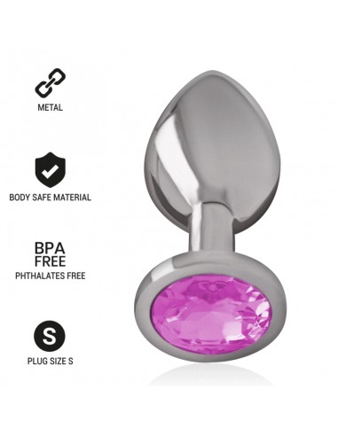 Intense Metal Aluminum Anal Plug With Pink Glass Size S |