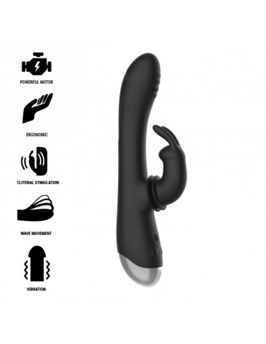 Black&Silver Dj. Adam Rabbit Silicone Rechargeable Black Stimulator | MySexyShop (PT)