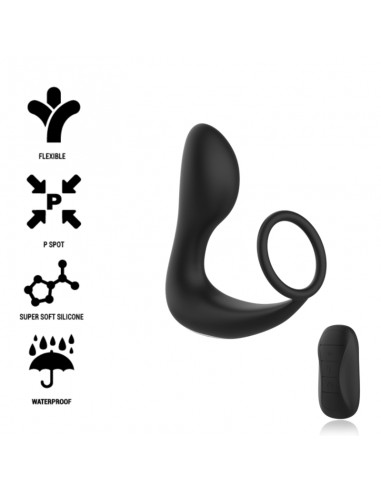 Black&Silver Black Rechargeable Silicone Remote Control Anal