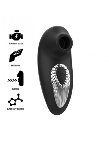 Black&Silver Drake Deluxe Sucking Vibe Silicone Rechargeable Black - MySexyShop.eu