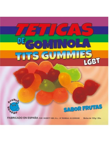 Diablo Goloso Fruit Flavor Glitter Tits Gummy Box 6 Colors And Flavors Lgbt Made Is Spain