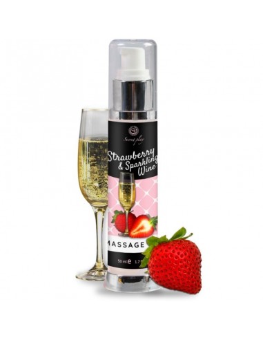 Secretplay strawberry & sparkling wine massage oil 50 ml - MySexyShop.eu