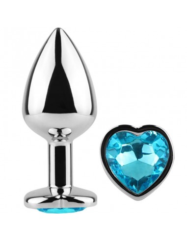 Secret Play Metal Butt Plug Blue Heart Small Size 7 Cm -