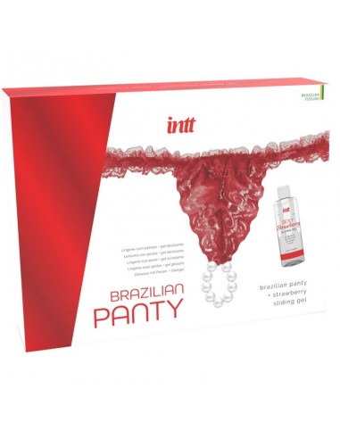Intt Brazilian Red Panty With Pearls And Lubricating Gel 50ml | MySexyShop (PT)