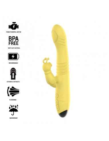 Intense Toky Vibrador Multifunción Recargable Up & Down Con Estimulador De Clitoris Amarillo -