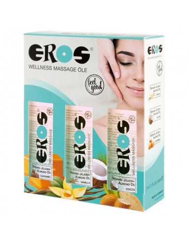 Eros wellness massage oils pack caramel + vanilla + coconut 50