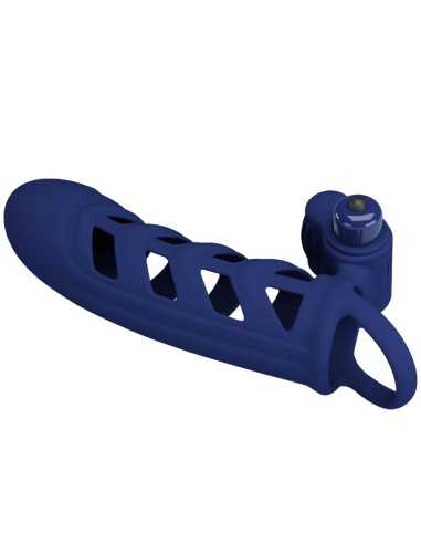 Pretty Love Altaf Vibrator Ring With Silicone Sheath Blue