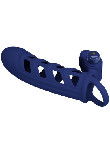 Pretty Love Altaf Vibrator Ring With Silicone Sheath Blue