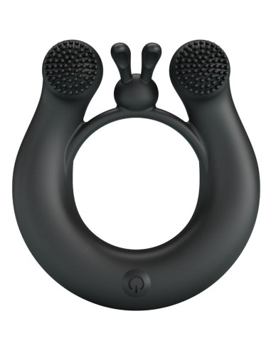 Pretty Love Dahlia Vibrating Ring + Clitoris Stimulator 12 Vibrations Black