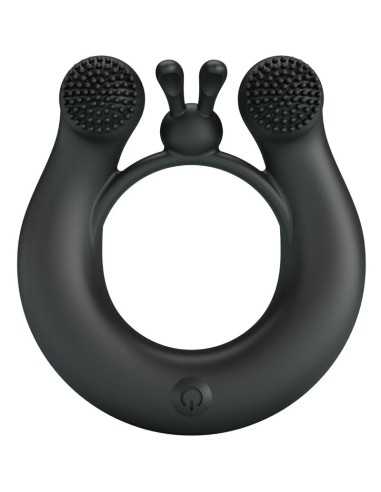 Pretty Love Dahlia Vibrating Ring + Clitoris Stimulator 12 Vibrations Black