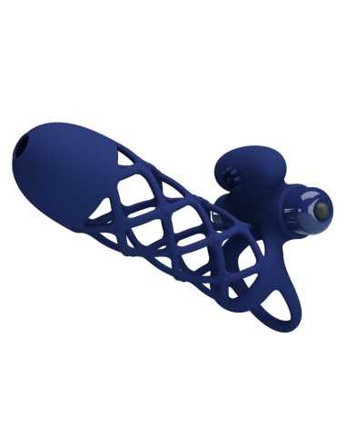 Pretty Love Giann Vibrator Ring With Silicone Sheath Blue