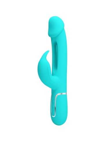 Pretty Love Kampas Rabbit 3 In 1 Multifunction Vibrator With Tongue Aqua Green