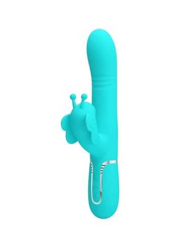 Pretty Love Multifunction Rabbit Vibrator 4 In 1 Butterfly Aqua Green