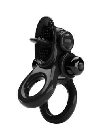 Pretty Love Passionate Ring Double Vibrating Ring + Clitoris Stimulator Black