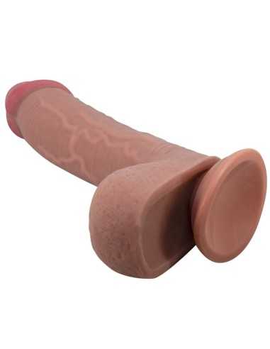 Pretty Love Sliding Skin Series Realistic Dildo With Sliding Skin Suction Cup Brown 23.4 Cm