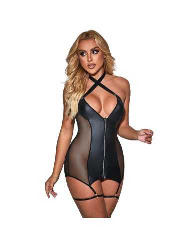 Subblime 954444 Sexy Mesh Kleid Leder Schwarz S/M - MySexyShop.eu