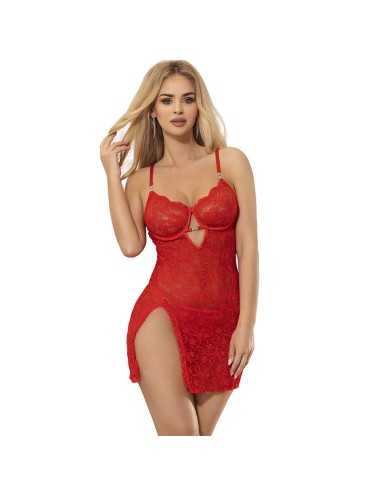 Subblime Lace Babydoll With Adjustable Straps Red S/M