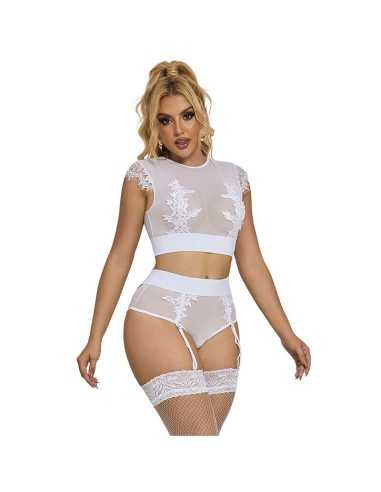 Subblime 954048 Bh + Höschen Mit Strumpfgürtel Weiss L/Xl - MySexyShop.eu