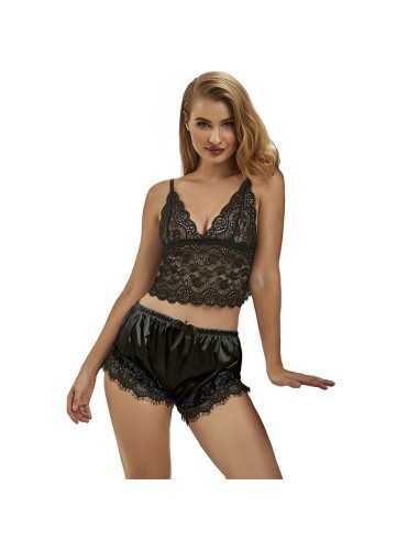 Subblime 953942 Lässige Seidennachthemd + Spitzenhose Schwarz L/Xl - MySexyShop.eu