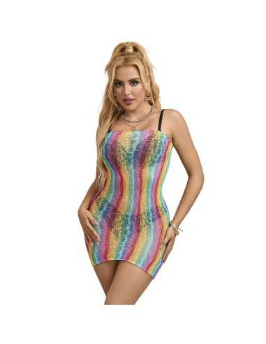 Subblime 952457 Rainbow Off Shoulder Rmelloser Netz Kleid Eine Grösse - MySexyShop.eu