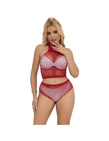 Subblime Fishnet Set With Pink Diamonds One Size