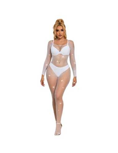 Subblime 952396 Netz-Bodystocking Mit Diamanten Langarm Weiss Eine Grösse - MySexyShop.eu