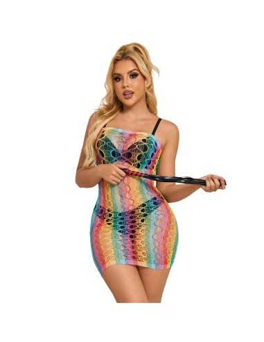 Subblime 952365 Rainbow Netz-Kleid Mit Freien Schultern Eine Grösse - MySexyShop.eu