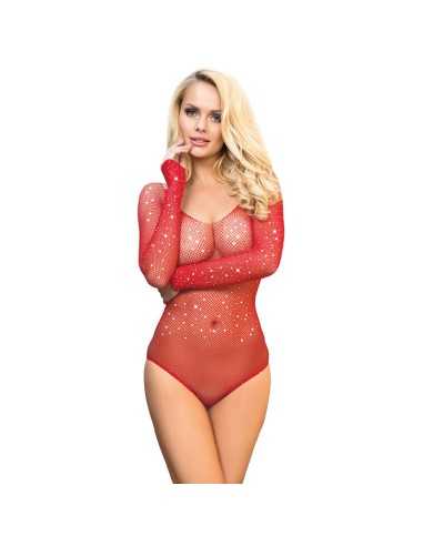 Subblime Shiny Grill Body With Off Shoulders Long Sleeve Red One Size