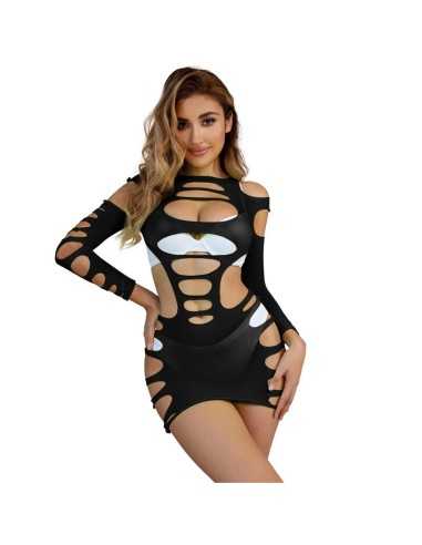 Subblime 952266 Langrmeliger Elastischer Netz-Kleid Schwarz Eine Grösse - MySexyShop.eu