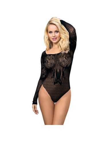 Subblime Fishnet Body With Long Sleeves And Bare Shoulders Black One Size