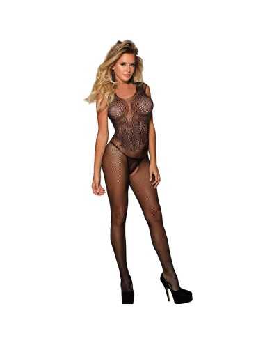 Subblime 951962 Bodystocking Crotchless De Rejilla Con Estampado De Flores Negro Talla Única -