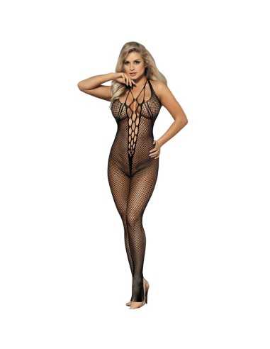 Subblime Long Fishnet Bodystocking With Straps On Chest And Back Black One Size