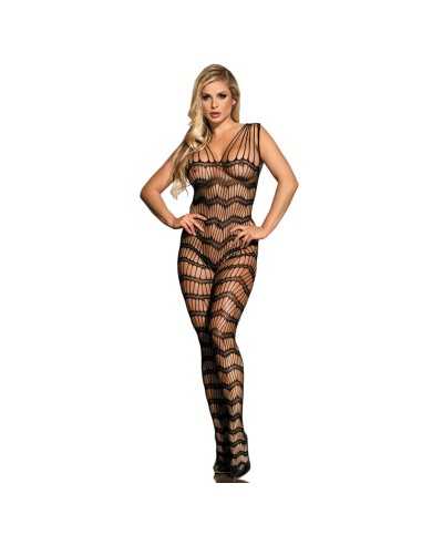 Subblime 951696 Bodystocking Crotchless De Rejilla Con Tiras En Hombros Negro Talla Única -