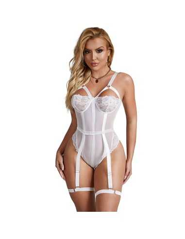 Subblime Teddy Mit Strumpfband-Detail Auf Der Brust Weiss S/M - MySexyShop.eu