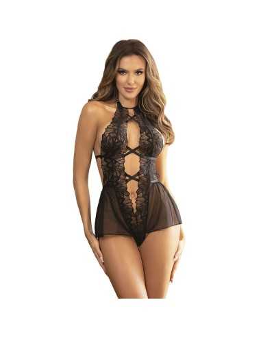 Subblime Teddy Halter Neck Bare Back Lace Black L/Xl