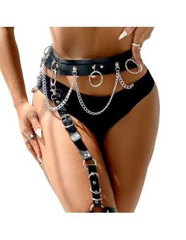 Subblime Belt And Garter Harness With Rings And Chaindetail One Size